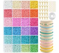 Beads For Bracelet 3 Mm,Coloured Macaroon Glass Beads,24 Coloured Beads For Seed Beads,Mini Beads Kit For Jewellery Making,Holiday,Parties,Rewards