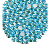Beadsland 1440 PCS strass à dos plat pierres précieuses rondes pour Nail Art et Craft Glue Fix, Aigue-marine AB (SS16(3.8-4.0mm))