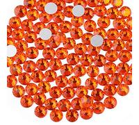 Beadsland 1440 PCS strass à dos plat pierres précieuses rondes pour Nail Art et Craft Glue Fix, Orange (SS6(1.9-2.1mm))