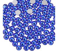 Beadsland 1440 PCS strass à dos plat pierres précieuses rondes pour Nail Art et Craft Glue Fix, Saphir (SS3(1.2-1.4mm))