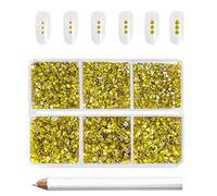 Beadsland 7200 pièces Strass pour ongles nail art,strass cristal jaunes pour visage et l'artisanat,Mélange de 6 tailles avec kit de crayons de cire,SS3-SS10,Jaune Citron