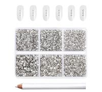 Beadsland 7200 pièces Strass pour ongles nail art,strass cristal orange pour visage et l'artisanat,Mélange de 6 tailles avec kit de crayons de cire,SS3-SS10,Cristal