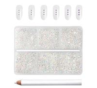 Beadsland 7200 pièces Strass pour ongles nail art,strass cristal transparents pour visage et l'artisanat,Mélange de 6 tailles avec kit de crayons de cire,SS3-SS10,Transparent AB