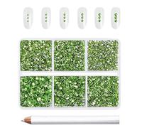 Beadsland 7200 pièces Strass pour ongles nail art,strass cristal vertes pour visage et l'artisanat,Mélange de 6 tailles avec kit de crayons de cire,SS3-SS10,Vert Clair