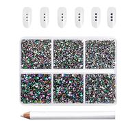 Beadsland 7200 pièces Strass pour ongles nail art,strass cristal verts pour visage et l'artisanat,Mélange de 6 tailles avec kit de crayons de cire,SS3-SS10,Volcan Vert