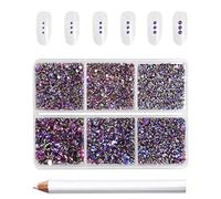Beadsland 7200 pièces Strass pour ongles nail art,strass cristal violets pour visage et l'artisanat,Mélange de 6 tailles avec kit de crayons de cire,SS3-SS10,Velours Violet