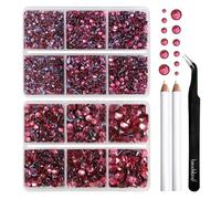 BEADSLAND Strass Hotfix,6080PCS Strass Rose Thermocollant pour Vetement Mixte 6 Tailles avec Crayon de Cire et Kit Pince à Épiler,SS6-SS30,Rose