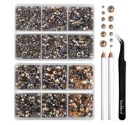 Beadsland Strass Thermocollant,Champagne doré,6 tailles assorties,6080 PCS | Strass Hotfix Dorés,SS6-SS30,pour Vetement,Textile,avec Crayon de Cire et Kit Pince à Épiler
