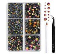 Beadsland Strass Thermocollant Kit,Arc-en-ciel,6 tailles assorties,4000 PCS | Strass Hotfix Multicolores,SS6-SS30,pour Vetement,Textile,avec Crayon de Cire et Pince à Épiler