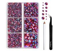 Beadsland Strass Thermocollant Kit,Orange AB,6 tailles assorties,4000 PCS | Strass Hotfix Orange AB,SS6-SS30,pour Vetement,Textile,avec Crayon de Cire et Pince à Épiler