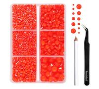 Beadsland Strass Thermocollant Kit,Orange Néon,6 tailles assorties,4000 PCS | Strass Hotfix,SS6-SS30,pour Vetement,Textile,avec Crayon de Cire et Pince à Épiler