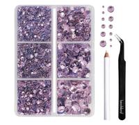 Beadsland Strass Thermocollant Kit,Rose Clair,6 tailles assorties,4000 PCS | Strass Hotfix Roses,SS6-SS30,pour Vetement,Textile,avec Crayon de Cire et Pince à Épiler