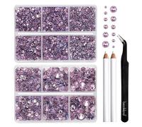 Beadsland Strass Thermocollant Kit,Rose Clair,6 tailles assorties,6080 PCS | Strass Hotfix Roses,SS6-SS30,pour Vetement,Textile,avec Crayon de Cire et Pince à Épiler
