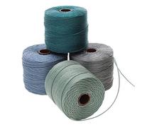 Beadsmith S-Lon Lot de 4 bobines de fil S-Lon #18 (mélange Ocean Brist) - Idéal pour enfiler des perles, du crochet et des bijoux en micro-macramé