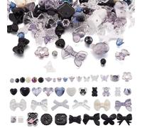Beadthoven Assortiment de perles acryliques - Cœur noir, ours, nœud, papillon, chat, espaceur, transparent, mignon pour loisirs créatifs