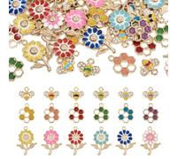 Beadthoven Breloques colorées en alliage émaillé plaqué or pour la fabrication de bijoux, boucles d'oreilles, bracelets, artisanat, 14.5-19 mm breed, 12.5-27 mm lang, Émail, Strass