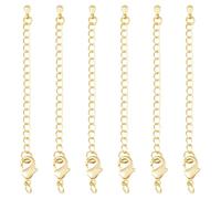 Beadthoven - Lot de 10 rallonges de collier en or 24 carats - 6,3 cm - Pour bracelet de cheville - Fermoir mousqueton