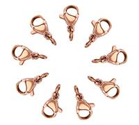 Beadthoven Lot de 100 fermoirs mousquetons en acier inoxydable 304 avec anneaux ouverts pour fabrication de bijoux, 10 x 6 mm, or rose