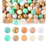 Beadthoven Lot de 100 grosses perles rondes en acrylique pour loisirs créatifs, stylos, porte-clés, fabrication de bijoux, printemps, Pâques - 20 mm
