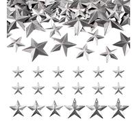 Beadthoven Lot de 100 pendentifs en forme d'étoile vintage pour sapin de Noël - 4 styles argentés - Décoration d'intérieur - Fournitures d'emballage cadeau