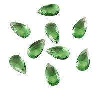 Beadthoven Lot de 100 perles en verre à facettes en forme de goutte Vert pâle 1 mm
