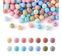 Beadthoven Lot de 140 perles rondes colorées en silicone pour la fabrication de bijoux, colliers, porte-clés, bijoux, trou : 1,4 mm