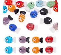 Beadthoven Lot de 16 perles colorées en verre soufflé faites à la main en forme de poisson pour la fabrication de bijoux, bracelets, colliers, boucles d'oreilles