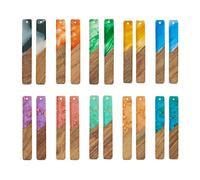 Beadthoven Lot de 20 pendentifs rectangulaires en résine de noyer avec feuille d'or pour fabrication de bijoux