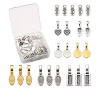 Beadthoven Lot de 200 bélières à coller pour la fabrication de bijoux, Scrabble, cabochon en verre, 6 styles