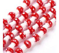 Beadthoven Lot de 25 perles d'espacement en verre soufflé faites à la main en forme de champignon 12 x 16 mm pour fabrication de bracelets, boucles d'oreilles, bijoux Trou : 1,8 mm