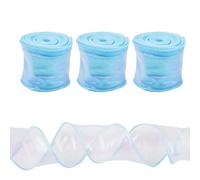 Beadthoven Lot de 3 rouleaux de ruban en polyester irisé scintillant pour bouquet, emballage, nœuds, couronnes, décoration, loisirs créatifs, bleu ciel 60 mm