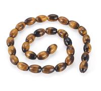 Beadthoven Lot de 30 perles œil de tigre naturelles de qualité AB 12 x 8 mm en forme de riz pour loisirs créatifs, colliers, bracelets, bijoux, décoration d'intérieur, trou : 1 mm, environ 30 pièces