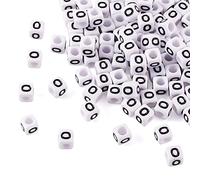 Beadthoven Lot de 300 perles cubiques en acrylique de 6 mm avec lettre O et poney pour la fabrication de bijoux et bracelets Blanc