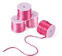 Beadthoven Lot de 4 rouleaux de cordon en nylon satiné pour fabrication de bijoux avec nœuds chinois, macramé - Rose - 2 mm - 10 m