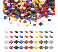 Beadthoven Lot de 400 perles Tila en acrylique à 2 trous, 20 styles, mini opaques et carrées pour fabrication de bracelets, colliers, bijoux, 5,2 x 5,2 mm/2,3 x 5,2 mm