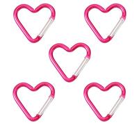 Beadthoven Lot de 5 anneaux de porte à ressort en alliage de zinc en forme de cœur pour décoration de sac à main Fuchsia