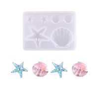 Beadthoven Lot de 5 moules en silicone pour bijoux en forme d'étoile de mer et coquillages pour fabrication de bijoux et porte-clés