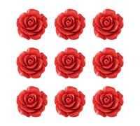 Beadthoven Lot de 50 perles de cinnabar en forme de roses rouges sculptées avec des pétales de rose 20 mm pour la Saint-Valentin, la fabrication de bijoux, trou : 2 mm