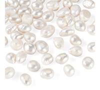 Beadthoven Lot de 50 perles d'eau douce naturelles de 4 à 7 mm - Perles de culture irrégulières véritables blanches - Pour la fabrication de bijoux, bracelets, colliers, boucles d'oreilles, bricolage