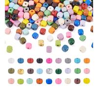 Beadthoven Lot de 540 perles cubiques en bois peintes à la bombe - 27 couleurs - 8 mm - Pour enfilage de dés, colliers, bracelets, bijoux, décoration d'intérieur