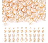 Beadthoven Lot de 55 perles de culture d'eau douce naturelles ovales en forme de riz pour bricolage, colliers, bracelets, loisirs créatifs, fabrication de bijoux, trou : 0,5 à 0,8 mm