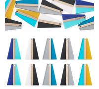 Beadthoven Pendentifs en bois blanc plat rond rectangulaire en forme de cœur en forme de larme triangulaire en résine et bois pour loisirs créatifs, colliers, boucles d'oreilles, porte-clés