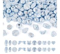 Beadthoven Perles acryliques nacrées opaques de formes mixtes pour la fabrication de bijoux, bracelets, boucles d'oreilles, bleu acier clair, 100 g