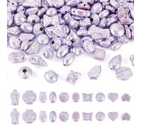 Beadthoven Perles acryliques nacrées opaques de formes mixtes pour la fabrication de bijoux, bracelets, boucles d'oreilles, lilas, 100 g