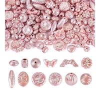 Beadthoven Perles acryliques nacrées opaques de formes mixtes pour la fabrication de bijoux, bracelets, boucles d'oreilles, 100 g - Rose perle