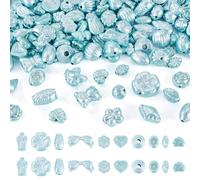 Beadthoven Perles acryliques nacrées opaques de formes mixtes pour la fabrication de bijoux, bracelets, boucles d'oreilles, bleu ciel, 100 g