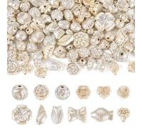 Beadthoven Perles acryliques nacrées opaques de formes mixtes pour la fabrication de bijoux, bracelets, boucles d'oreilles, blanc antique, 100 g