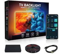 Beaeet Kit Rétroéclairage LED TV 3,8 m avec Boîtier HDMI Sync Inclus, Ruban RGBICW Dynamique 4K, Contrôle App et Voix, Pour Écrans 55-65", Source HDMI Externe Requise