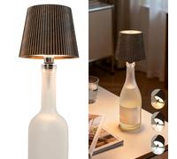 Beaeet Lampe Bouteille LED Bronze Sans Fil Tactile, 3 Couleurs Lumière Réglable, Rechargeable USB-C, Portable Décorative pour Bouteille Vin Bière, Chambre Terrasse Camping, Cadeau Parfait