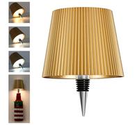 Beaeet Lampe Bouteille LED dorée, Rechargeable USB-C, sans Fil, IP54, 3 températures réglables, pour Bouteille en Verre, Table, Balcon, terrasse, Camping, fête